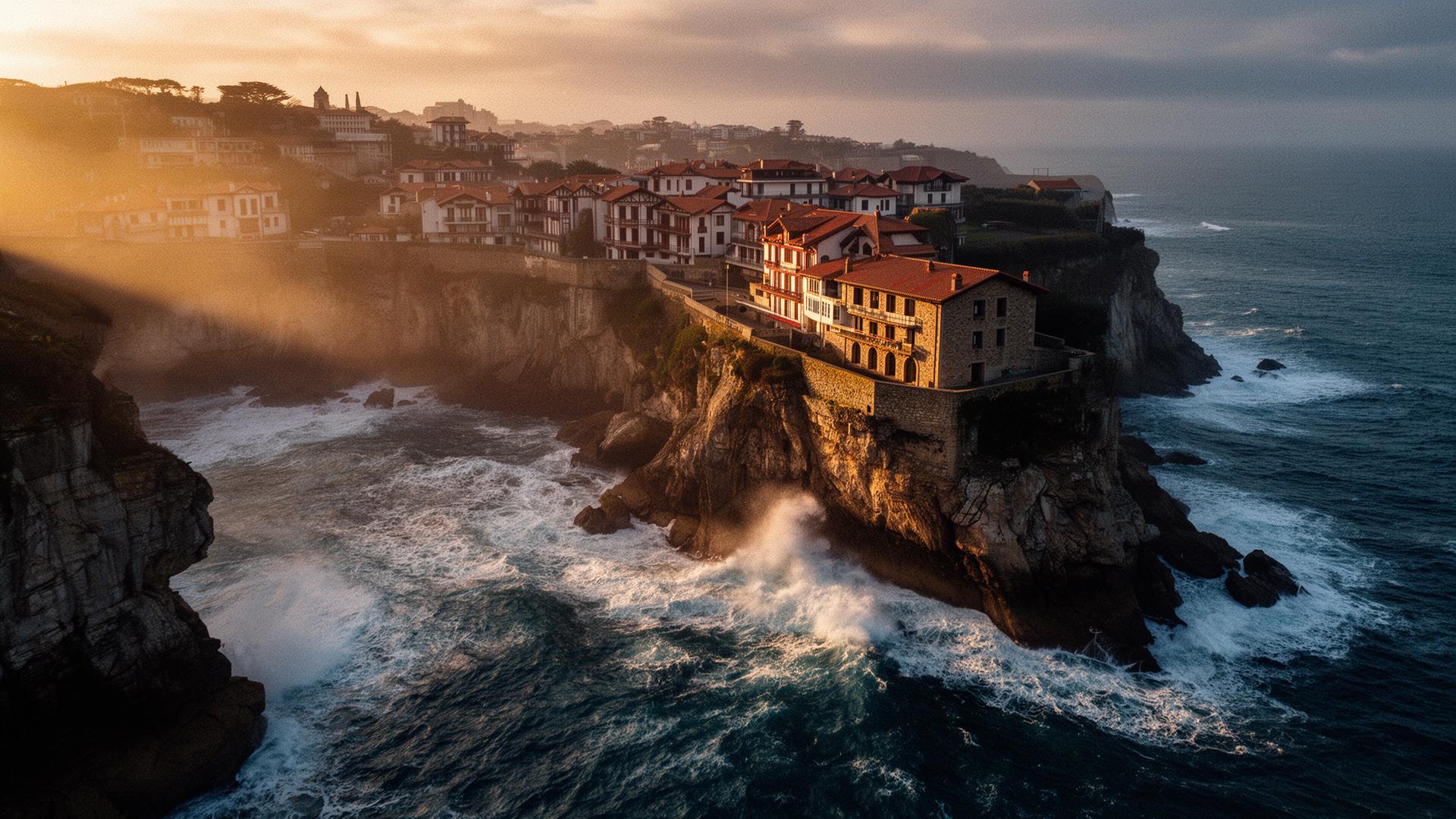 Côte basque au coucher du soleil